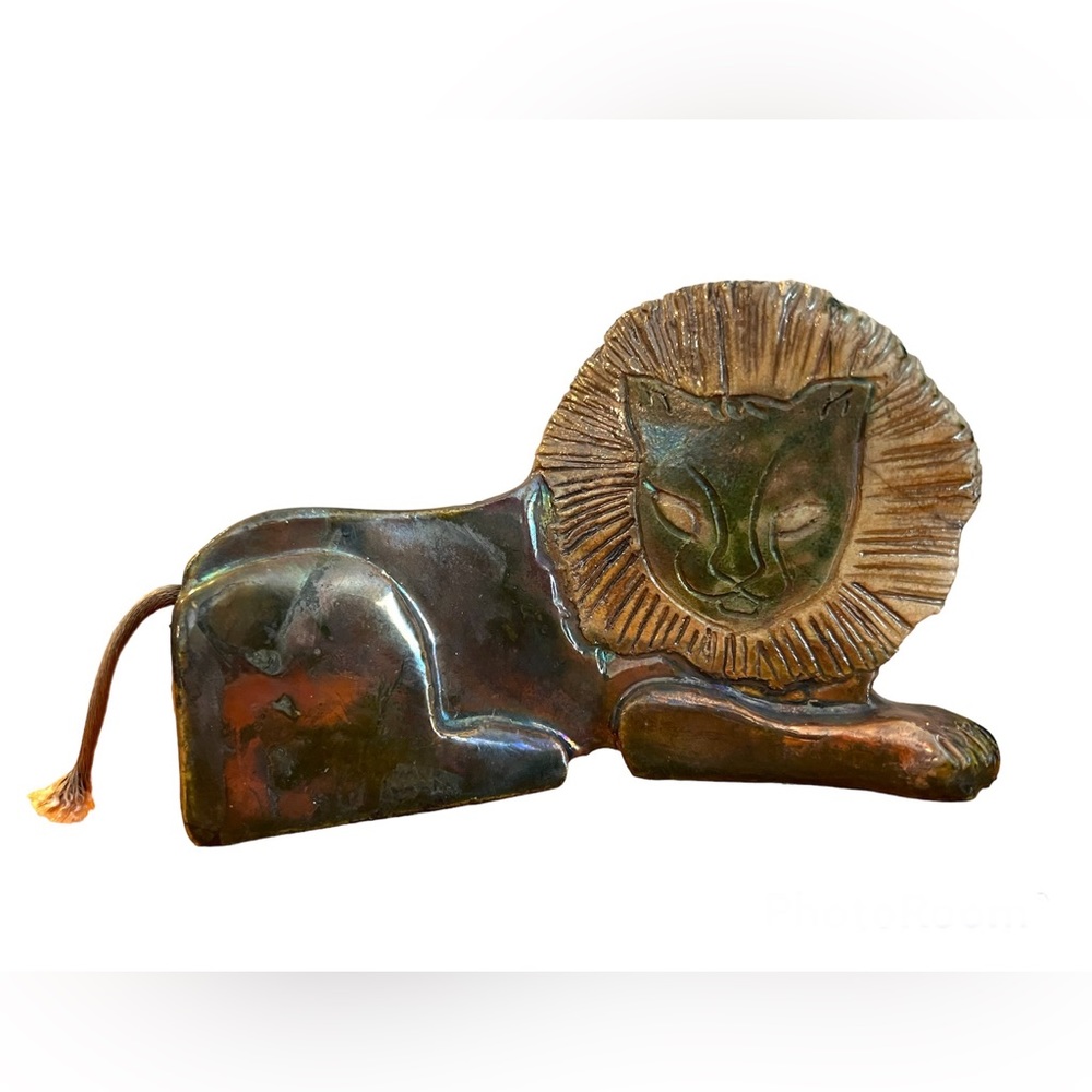 Vintage Ceramic Lion gold metallic glaze